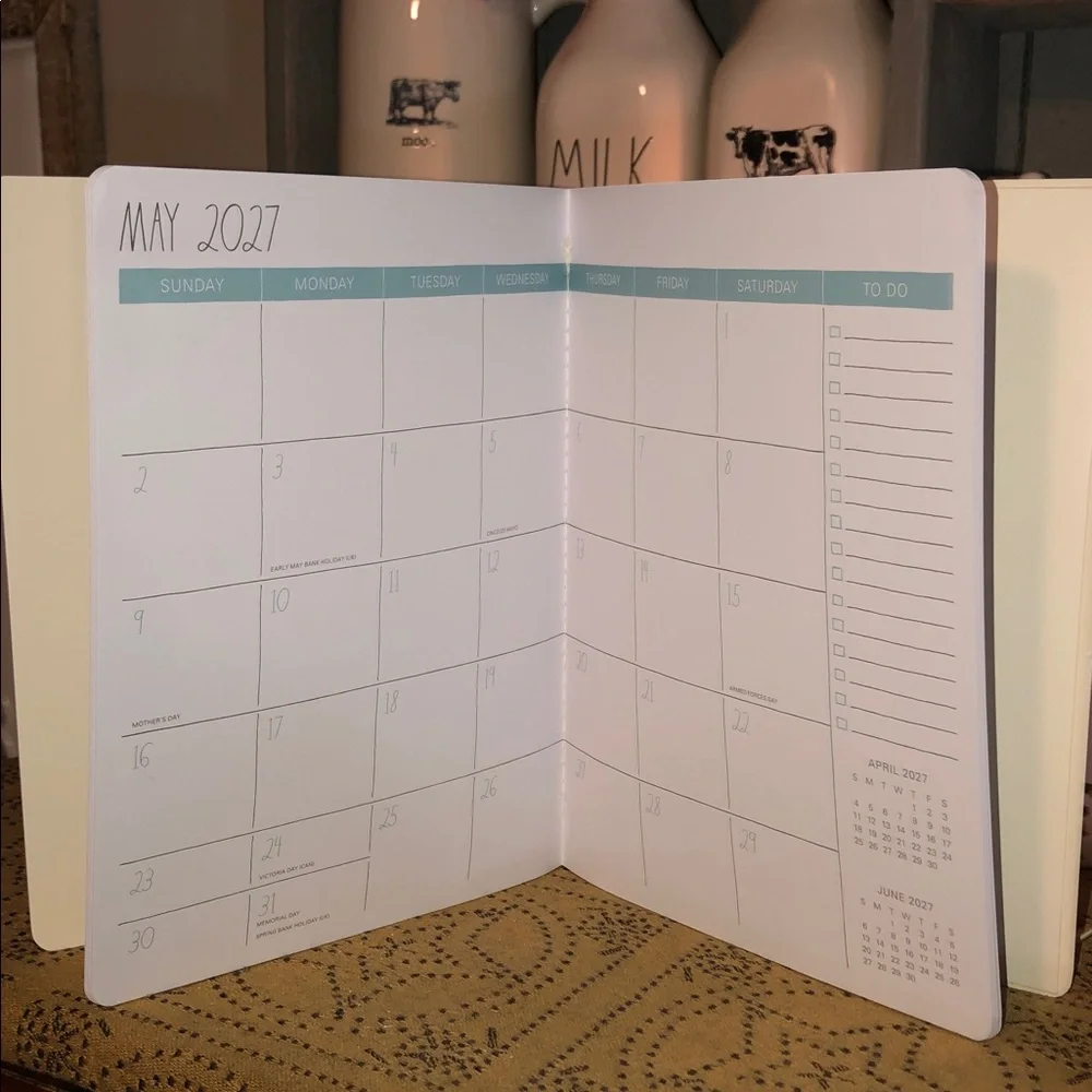 Rae Dunn PLANNER 2027. 17 Month Planner with Pink Bow and Flowers Design